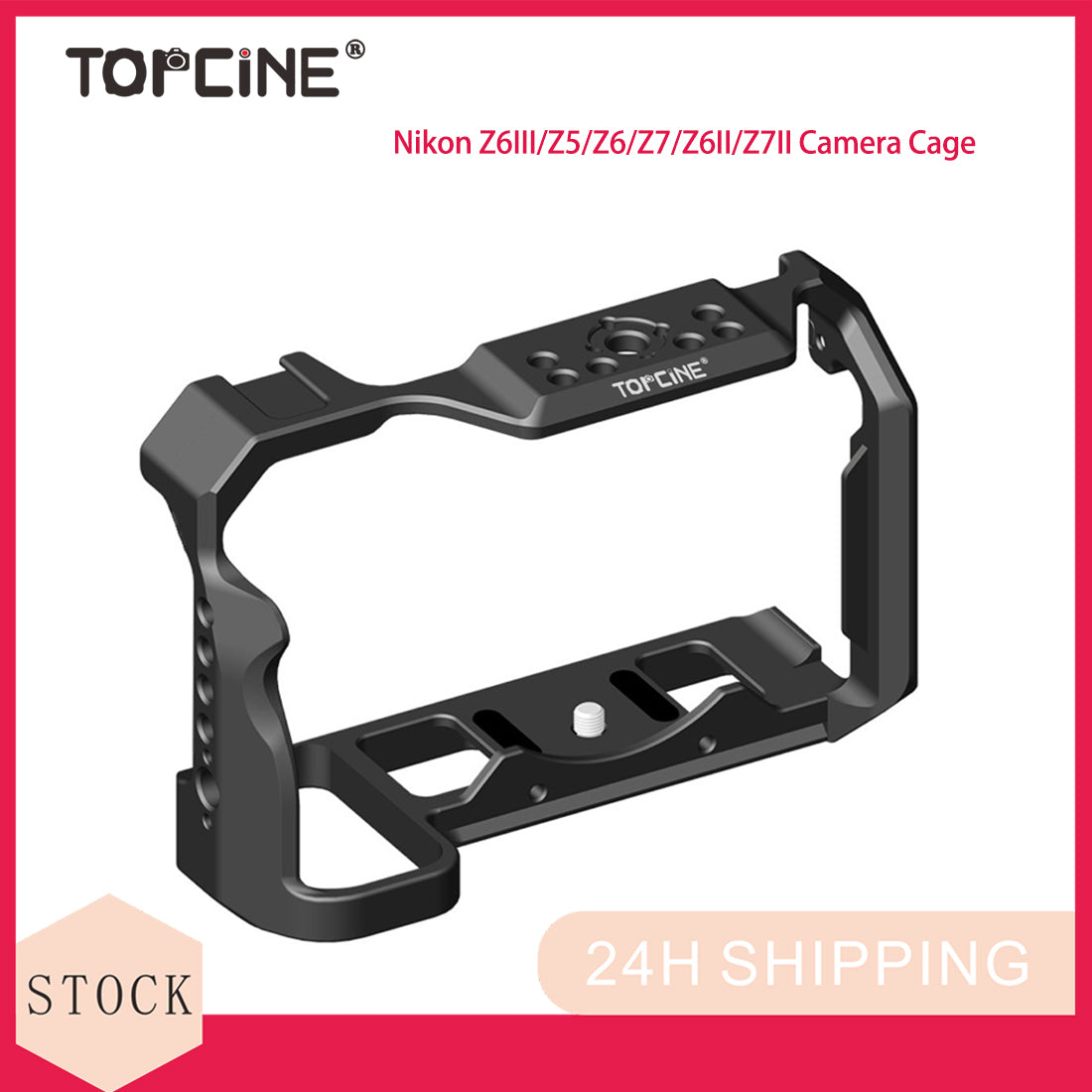 Z6III Camera Cage Compatible for Nikon Z6III/Z5/Z6/Z7/Z6II/Z7II Cage with Builin Arca Plate Cole Shoe Mount Multiple 1/4 3/8 Threaded Holes