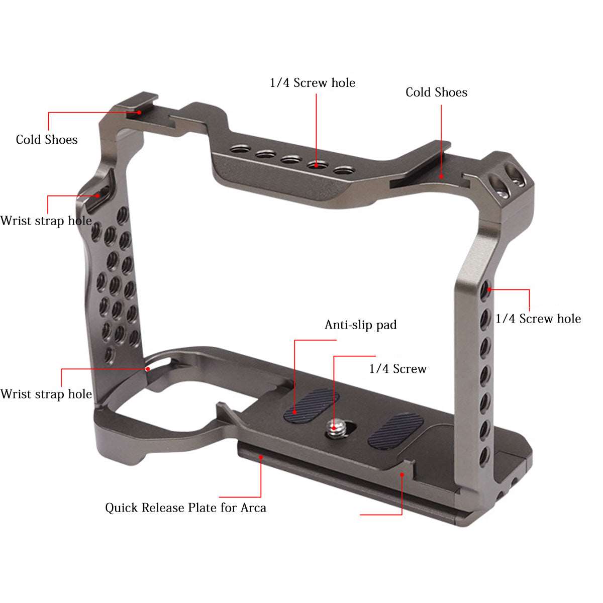 Topcine Camera Full Cage Compatible for Sony A7SⅢ Camera, Aluminum Alloy Sony A7S3 Camera   Cage Rig with Cold Shoe Mount for Microphone and Light  TOPCINE   