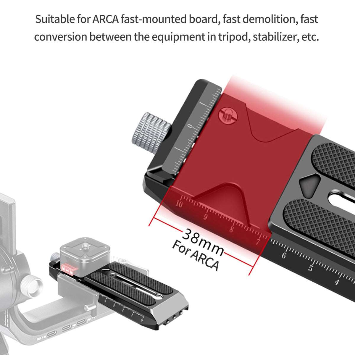 TOPCINE DSLR Camera Gimbal Plate Quick Release Mounting Plate with M4,1/4 inch Screw Holes 38mm Universal Arca Groove Compatible for DJI Ronin RS2 /RSC2 Stabilizer Quick Release Plate camera plate TOPCINE   