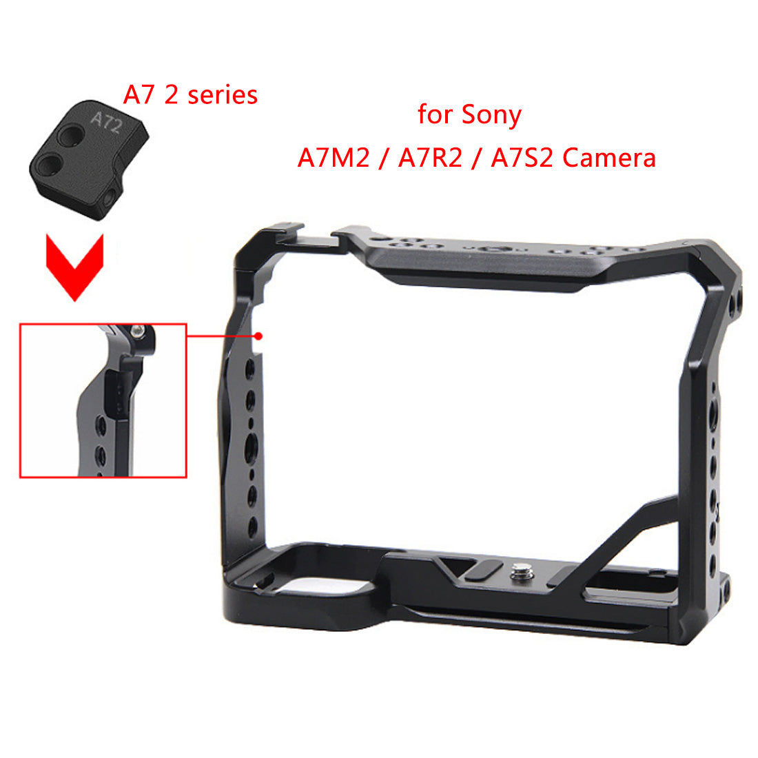 Topcine Full Camera Cage for Sony A7M4、A7R5、A7R4A、A7R4、A7S3、A1、A9Ⅱ/A7M3、A7R3、A9/A7M2、 A7R2、A7S2 Camera with 1/4 Inch 3/8 Inch Screw Holes and Cold Shoe Mount  TOPCINE   