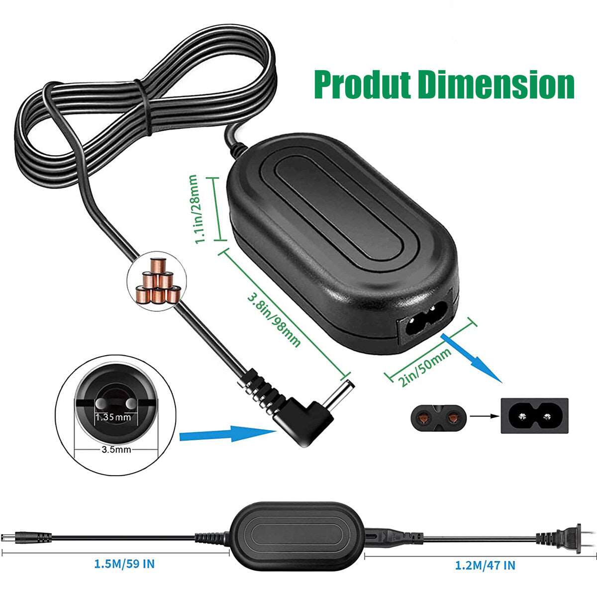 Topcine ACK-E12 AC Power  Adapter LP-E12 DR-E12 DC Coupler Dummy Battery, Kit for Canon EOS M50 Mark II, EOS M50 M100 M200 M M2 M10, Kiss M, Kiss M2 Cameras  TOPCINE   