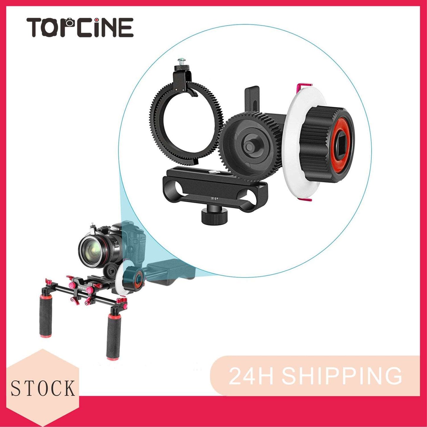 TOPCINE 15MM Follow Focus with Gear Ring Belt for Canon Nikon Sony and Other DSLR Camera Fits DV Video Film Making System,Shoulder Support,Stabilizer,Movie Rig  TOPCINE   