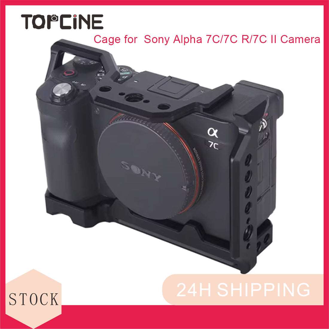 Topcine A7C Cage for Sony Alpha 7C /Alpha 7C R /Alpha 7C II Camera,Quick Release Plate for Arca-Swiss,1/4" & 3/8" Screw Holes and Cold Shoe Mount for Accessories  TOPCINE   