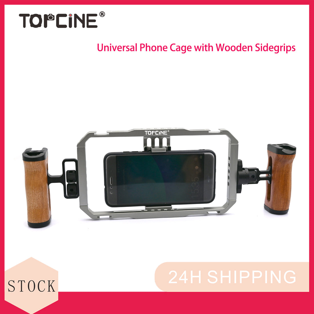 Topcine Universal Phone Metal Cage with 4 Cold Shoes and Multiple 1/4" Threaded Holes for Attaching Led Light, Microphone, Monitor