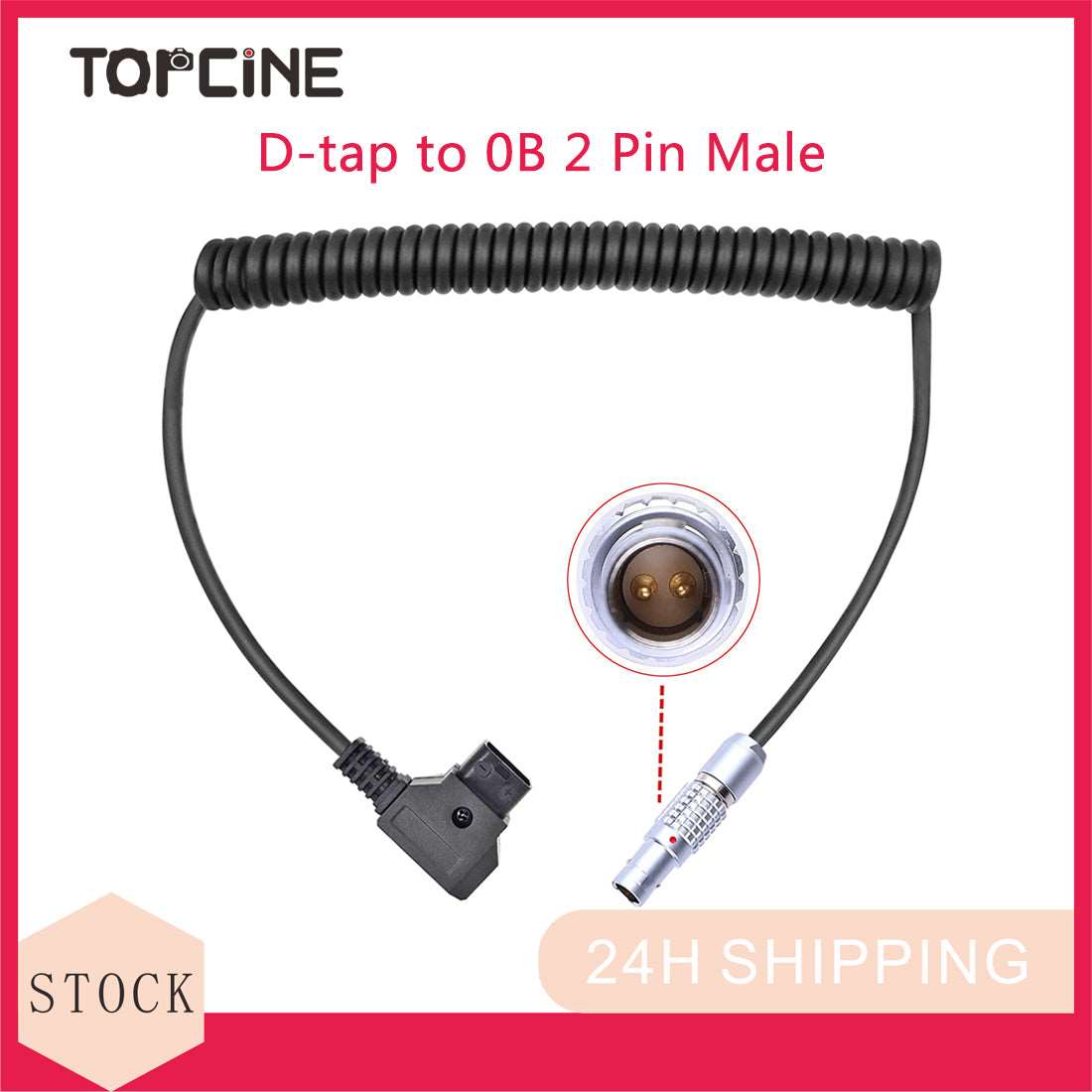 Topcine D-tap to 0B 2 Pin Male Coiled Power Cable for Anton Bauer Teradek Bolt ARRI RED Paralinx Preston Transvideo SmallHD  TOPCINE   