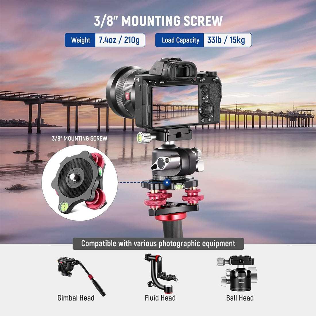 Topcine Camera Leveler Tripod Leveling Base Tri-Wheel Head for Macro Photography Aluminum Bubble Level 3 Axis Level with +/-5 Degree Precision Adjustment for DSLR Camera Rotator Panoramic Head  TOPCINE   