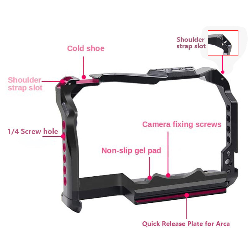 Topcine R7 Cage Kit for Canon R7 Camera, EOS R7 Camera Cage with Quick Release Plate,Cold Shoe Mount for Microphone and Light r7 cage r7 cage Camera Cages TOPCINE   