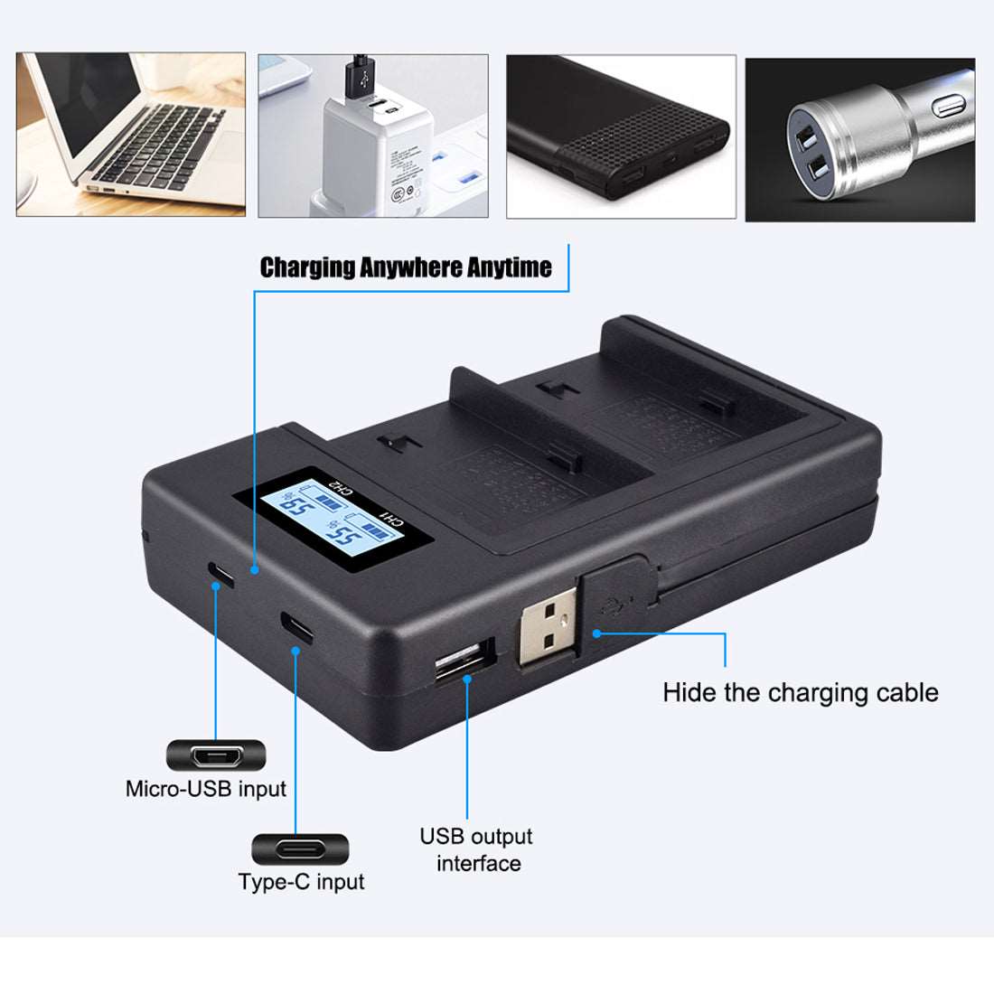 Topcine Dual Slot NP-F970 Battery Charger, NPF970 Fast Charger Compatible for Sony NP-F570 NP-F550 NP-F750 NP-F770 NP-F970 NP-F975 NP-F960 NP-F530 NP-F730 NP-F930 NP-F950 TR516 TR716 TR818 TR910 Etc. camera battery charger TOPCINE   