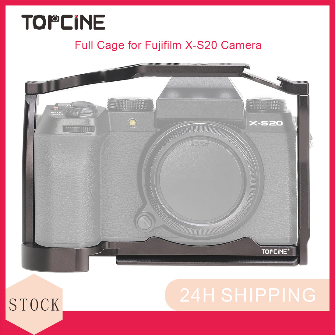 Topcine X-S20 Cage for Fujifilm X-S20 Mirrorless Camera,with 3/8" Arri Locating Holes and Cold Shoe Extension for Microphone/ Light  TOPCINE   