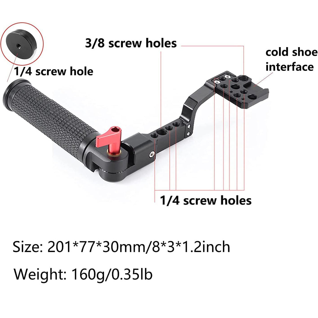 Topcine Gimbal Adjustable Handle Grip for DJI Ronin S/SC/RSC2, Stabilizer Handgrip Extension Bracket with Cold Shoe Mount 1/4 3/8 Threaded Holes for Video Light, Microphone, Monitor  TOPCINE   