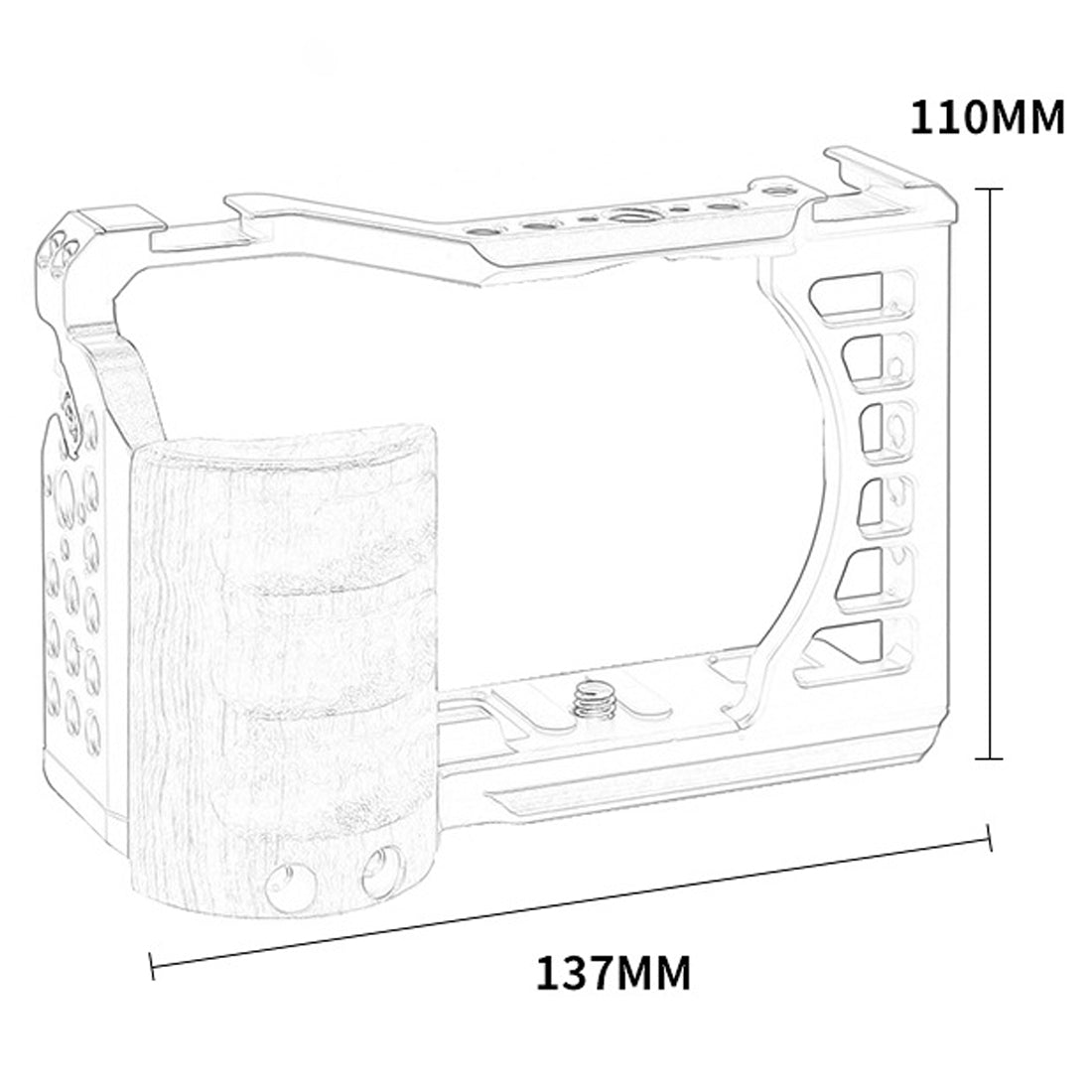 Topcine Metal Cage with Wood Handle for Sony ZV-E1 Camera,with Multiple 1/4 Threaded Holes ARRI Positioning Points and Cold Shoes Mounts  TOPCINE   