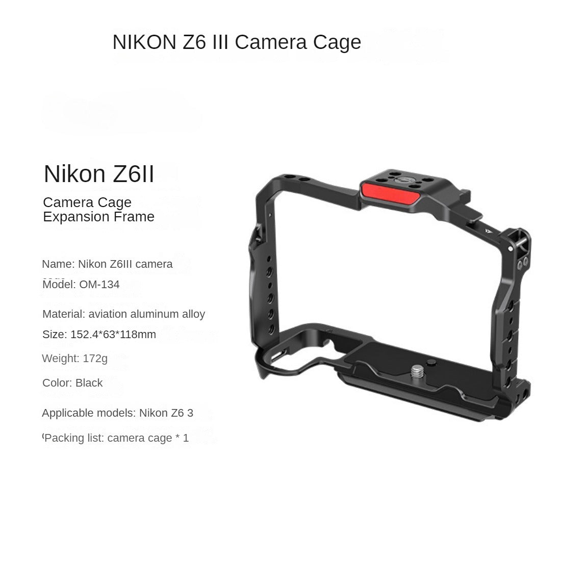 Topcine Z6III L Plate Quick Release Arca Plate Vertical & Horizontal Shooting Switch for Nikon Z63 Protection Case Compatible DJI RS4