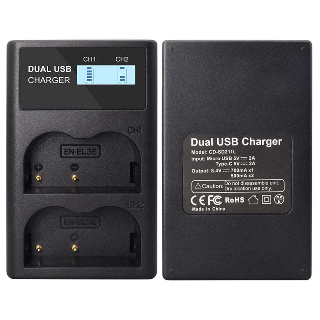 Topcine Dual Slot EN-EL3 Battery Charger, ENEL3 Fast Charger Compatible for Nikon EN EL3e, EL3, EL3a, D700, D300s, D300, D200, D100, D90, D80, D70s, D70, D50, MH-18, MH-18a, MH-19, MB-D200, MB-D10 & More  TOPCINE   