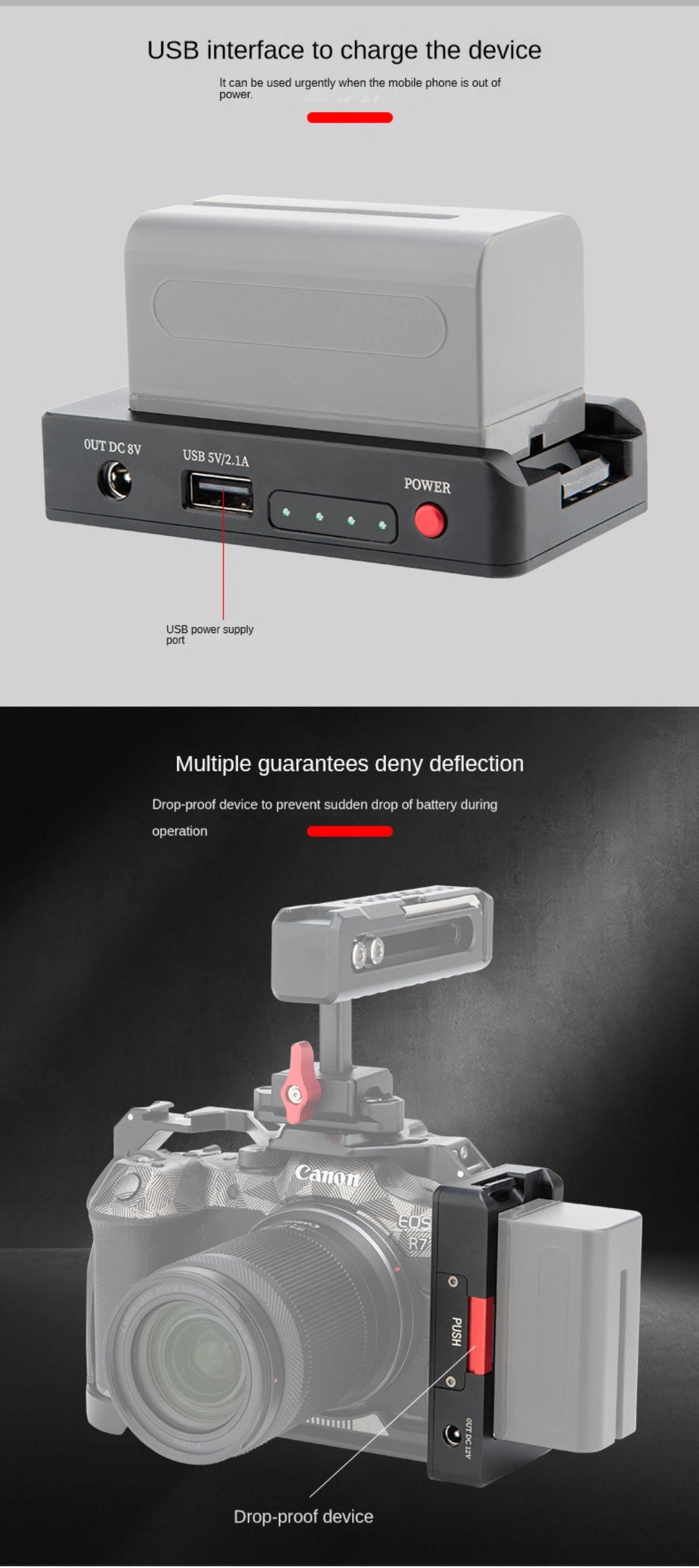 Topcine NP-F Battery Adapter Mount Plate with USB Port and Dual DC 12V 8V Outputs Compatible with BMPCC 4K 6K Pro Canon EOS R5 C Sony NP-F970 F960 F770 F750 F570 F550 Battery  TOPCINE   