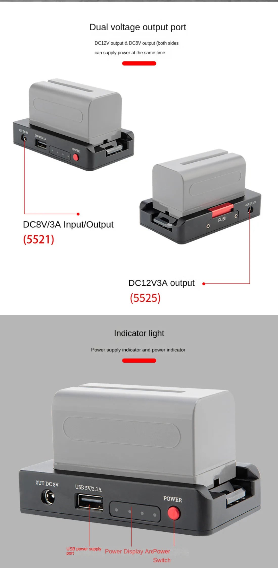 Topcine NP-F Battery Adapter Mount Plate with USB Port and Dual DC 12V 8V Outputs Compatible with BMPCC 4K 6K Pro Canon EOS R5 C Sony NP-F970 F960 F770 F750 F570 F550 Battery  TOPCINE   