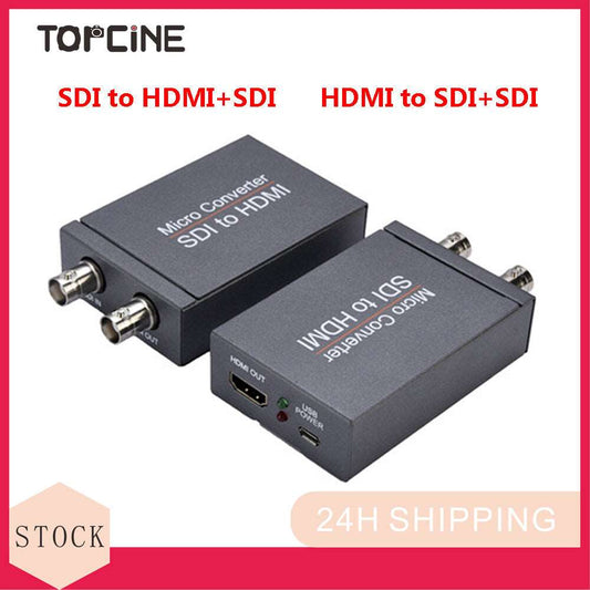 HD 3G Video Micro Converter SDI to HDMI+SDI Adapter ,HDMI in to Two SDI Output Mini 3G HD   SD-SDI Video Converter Adapter with Audio Embedder,Support 1080P 60Hz,Auto Format Detection   for Camera  TOPCINE   