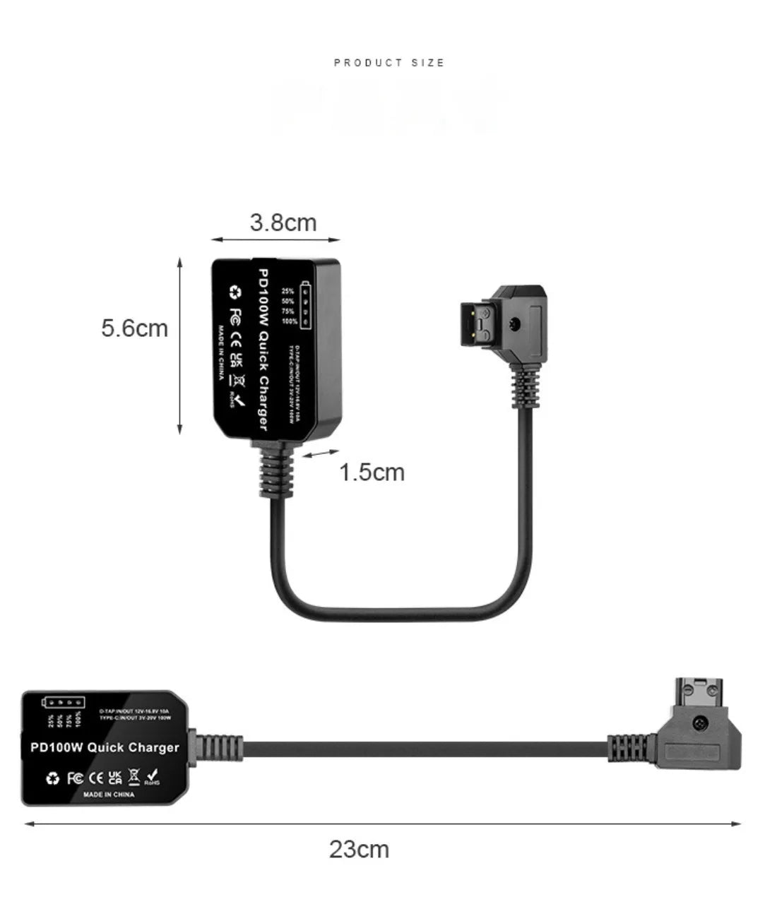 Topcine V Mount Battery Fast Charger Cable PD100W Fast Charging D-TAP to USB-C Adapter