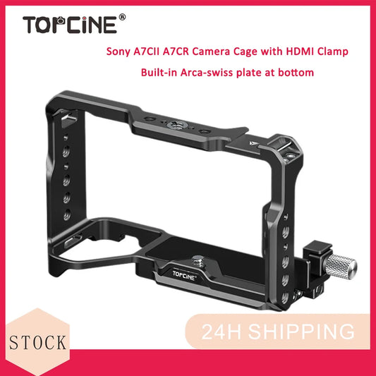 Topcine A7C2 Cage for Sony Alpha A7CR Camera,Buit-in Quick Release Plate Arca-Swiss,Cold Shoe Mount Accessories Extensions Frame