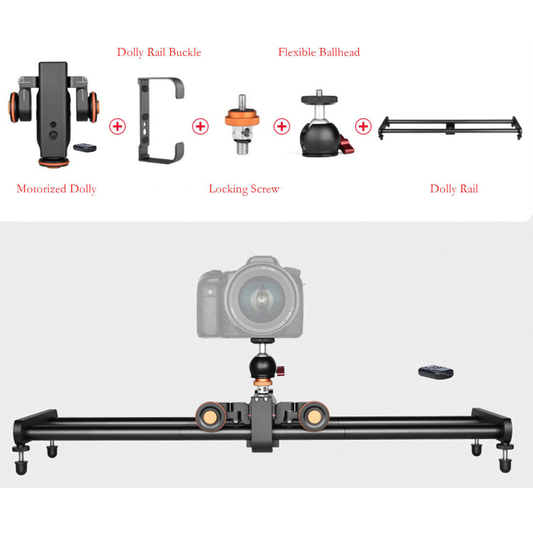 Topcine Camera Wireless Dolly,Motorized Electric Track Rail 24" Slider Dolly Car with Remote Control,Compatible with DSLR Camera, Camcorder, Gopro, iPhone, Android Smartphone camera dolly TOPCINE Track Slider Kit  