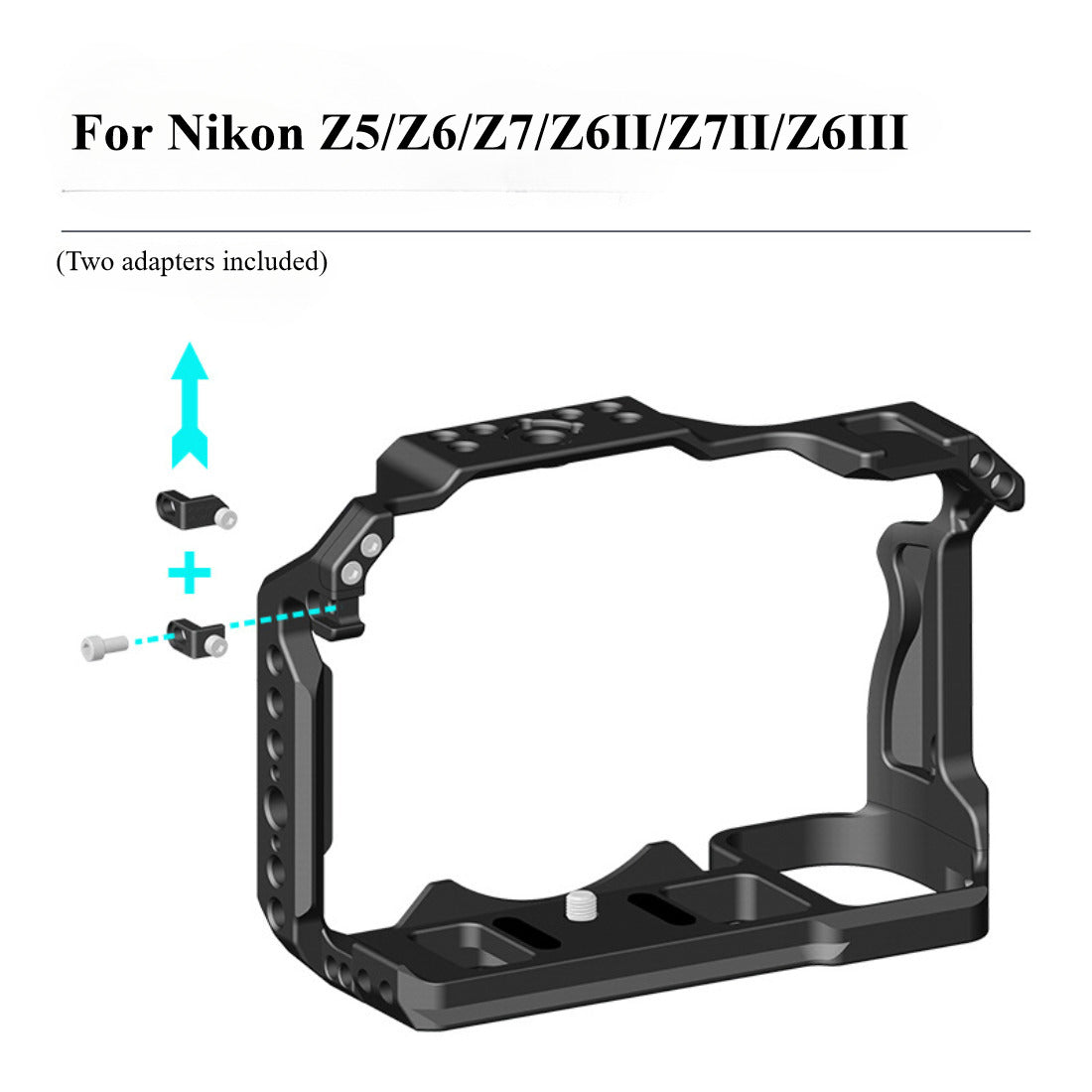 Z6III Camera Cage Compatible for Nikon Z6III/Z5/Z6/Z7/Z6II/Z7II Cage with Builin Arca Plate Cole Shoe Mount Multiple 1/4 3/8 Threaded Holes