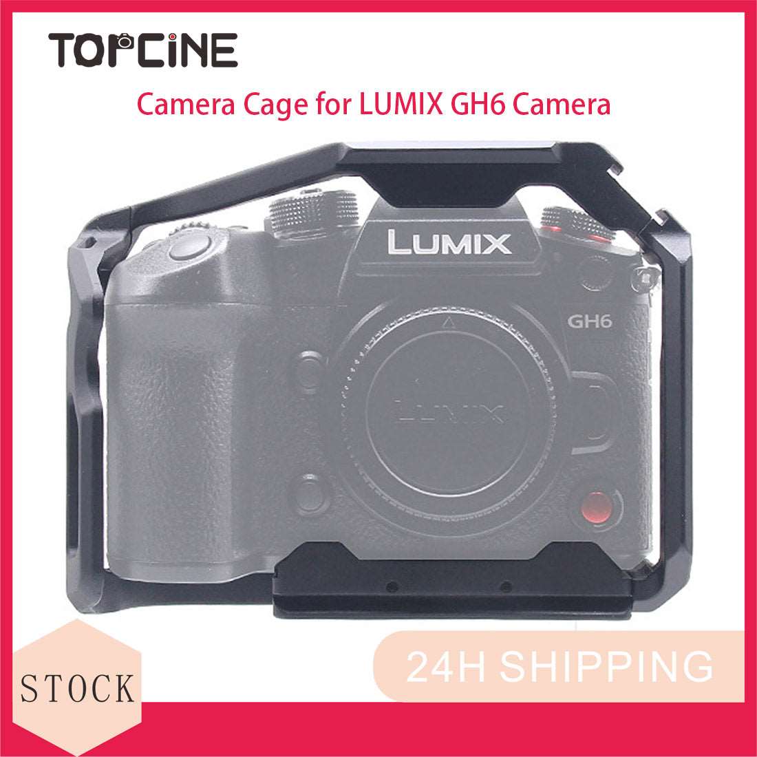 Topcine Aluminum Alloy GH6 Cage for Panasonic LUMIX GH6 Camera，with Cold Shoe Mount 1/4 & 3/8 Inch Screw Holes Full DSLR Camera Cage Rig  TOPCINE   