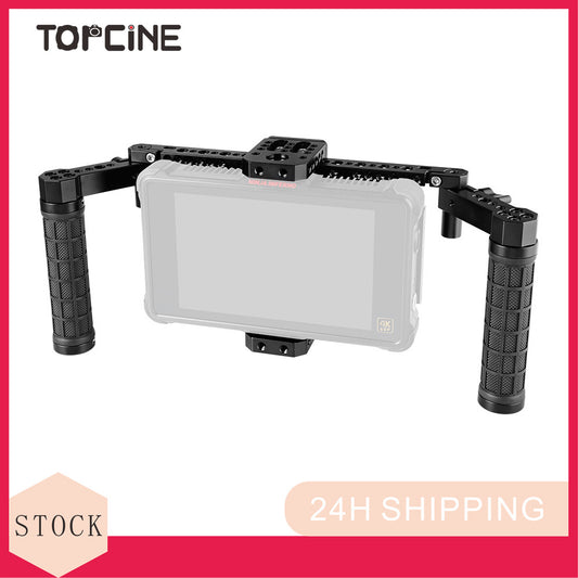 Director's Cage for Camera Monitors. Adjustable 7" Monitor Cage Rig With Dual Rubber Handles & Support Bracket Accessory for SmallHD 700 Series  TOPCINE   