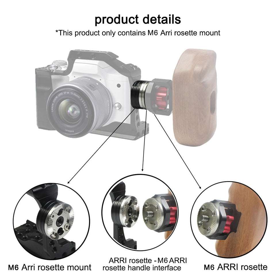 Topcine M6 ARRI Rosette Mount Adapter Applicable for DSLR Camera Cage,Handle, Wooden Handgrip, Rig Rail Handle Photography Accessories  TOPCINE   