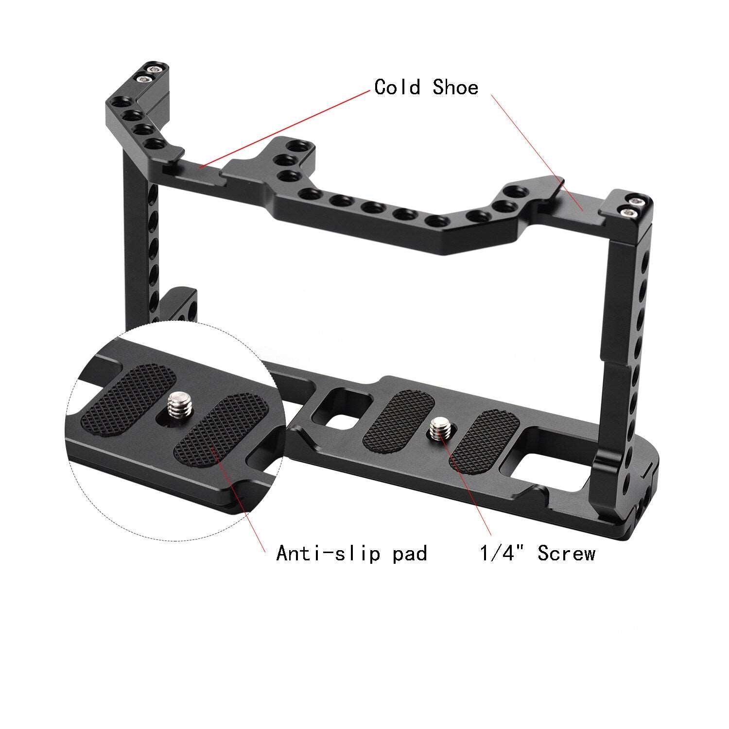 Topcine Camera Cage for Canon EOS 90D/80D/70D DSLR Camera, Full Camera Cage with  Cold Shoe Mount, 1/4"-20 Threaded Holes Standard 38mm Bottom Plate with Quick Release Sliding Chute, Anti-Slip Design camera cage TOPCINE   