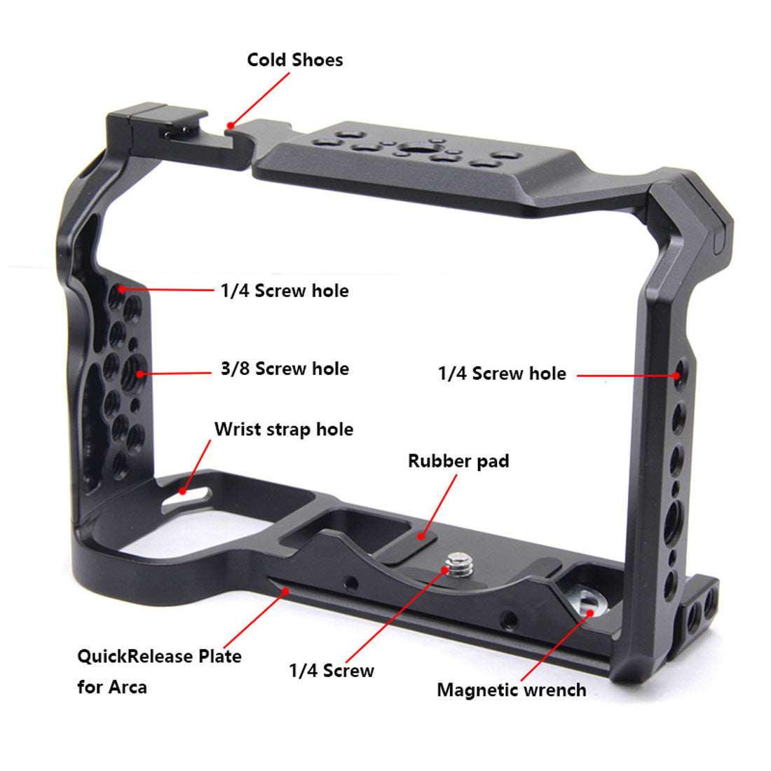 Full Camera Cage Kit for Panasonic LUMIX S5 Camera, Aluminum Alloy S5 Camera Cage with Cold Shoe Mount for Microphone and Light Camera Cages TOPCINE   