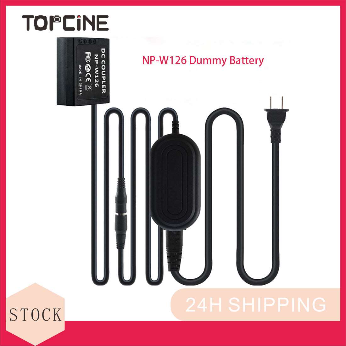 Topcine CP-W126 DC Coupler NP-W126/NP-W126S Dummy Battery AC Power Supply Adapter Kit for Fujifilm X-S10 X-T3 X-T20 X-T30 X-T100 X-T200 X100F X100V X-A5 X-A7 X-A20 X-E3 X-Pro2 X-Pro3 HS35EXR HS50EXR etc.  TOPCINE   