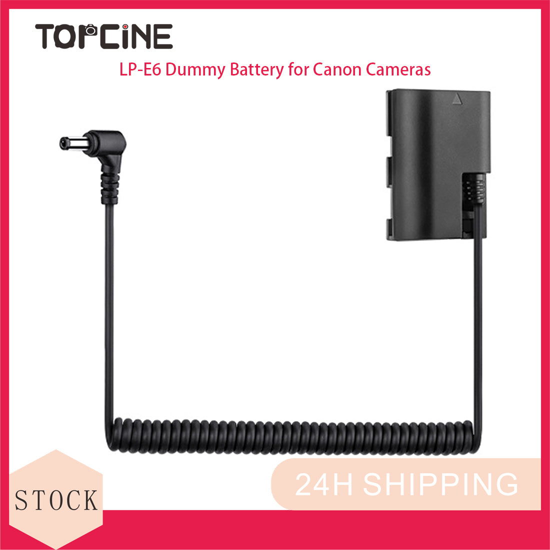 Topcine DR-E6 DC Coupler LP-E6 Dummy Battery Compatible with Canon EOS 5DMark II 5DMark III 5DMark IV 6D 60D 6DMark II 7DMark II 70D 80D 90D 5DSR EOS R R5 R6 Cameras  TOPCINE   