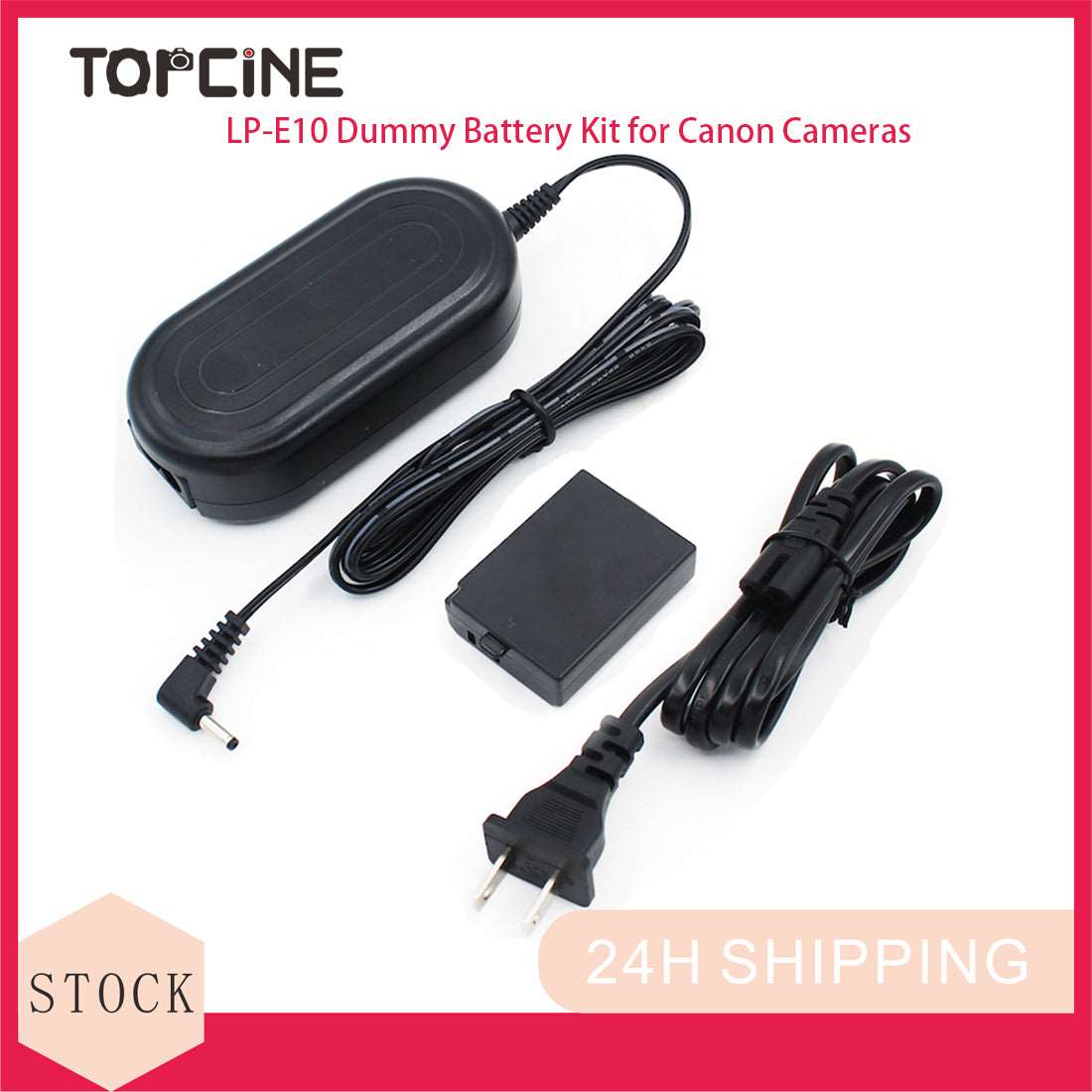 Topcine ACK-E10 AC Power Adapter LP-E10 Dummy Battery DR-E10 DC Coupler Kit for Canon Cameras EOS 1100D 1200D 1300D 1500D 3000D EOS Rebel T3 Rebel T5 Rebel T6 EOS Kiss X50 Kiss X70  TOPCINE   