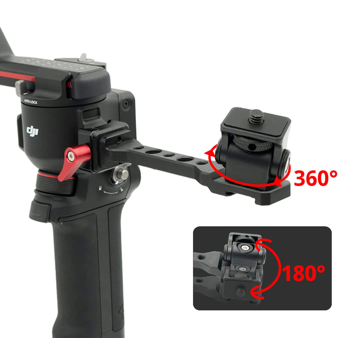 Topcine RS3 Gimbal Monitor Mount RS2 Handle Extension Plate with 1/4" Thread Cold Shoe Mount for Mic Light Compatible for DJI Ronin RS 3/RS 3 PRO/RS 3 Mini/RS 2/RSC 2 Gimbal Stabilizer  TOPCINE   