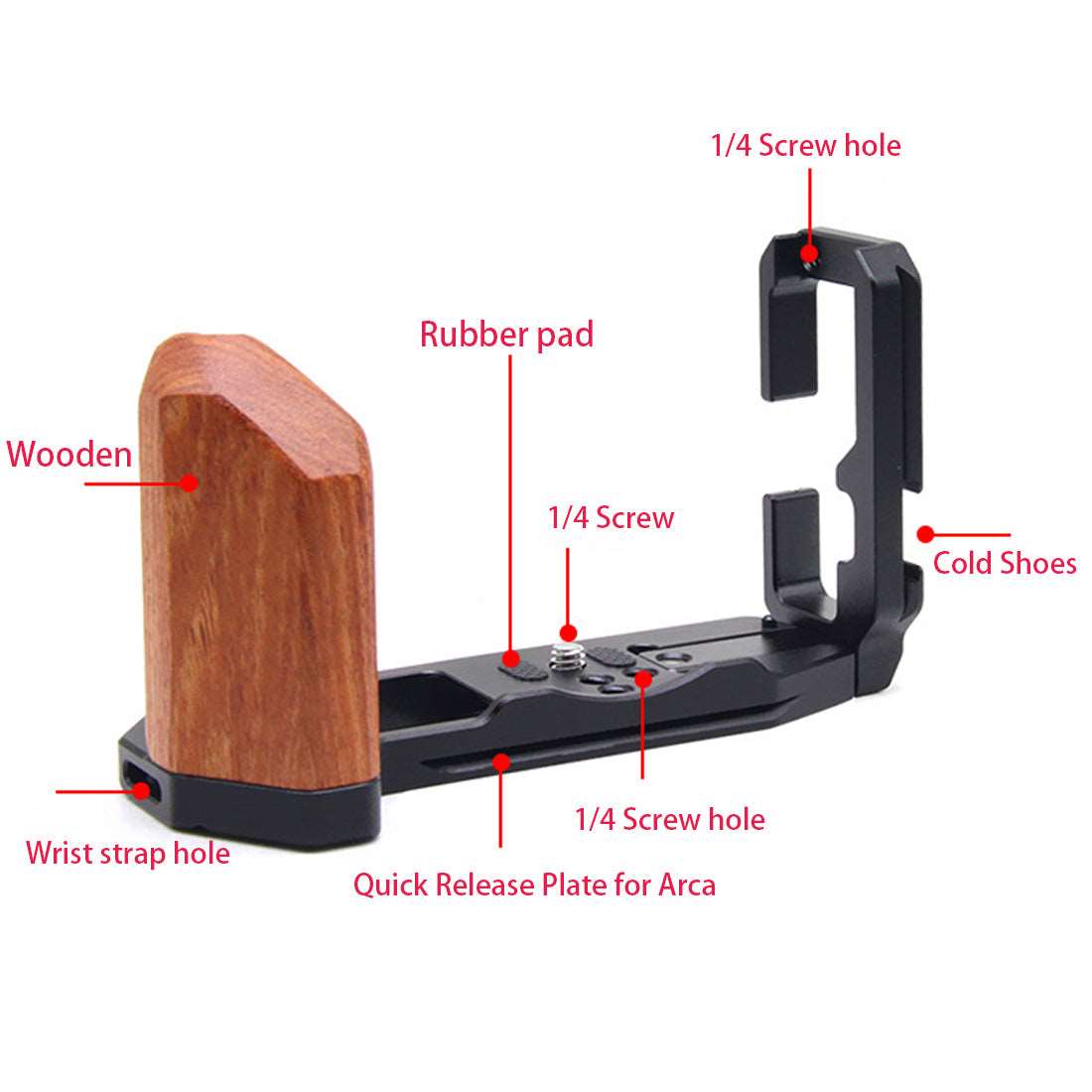 Topcine L-Shape Bracket Wooden Grip for FUJIFILM X-T5,Wooden Handle L Bracket Compatible Quick Release L Plate,Built-in wrench and Cold Shoe  TOPCINE   