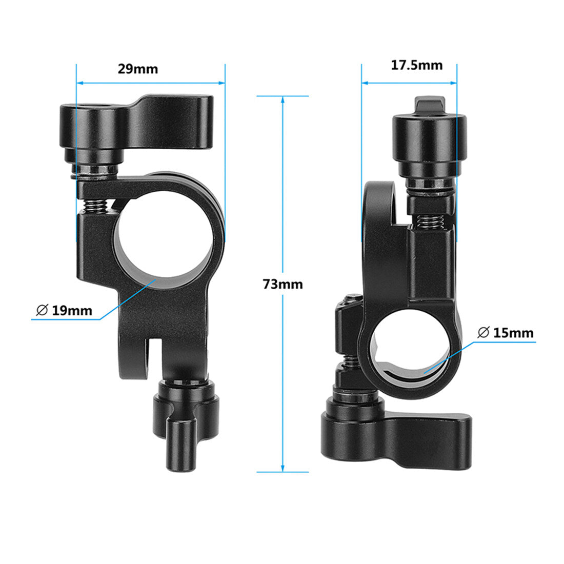 TOPCINE 90-Degree 15mm To 19mm Rod Clamp Adapter Perpendicular Railblock For DSLR Camera Cage Rig Shoulder Mount Pipe Clip Accessory  TOPCINE   