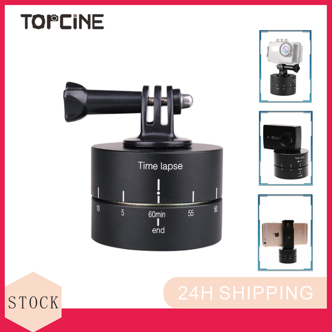 Topcine Time Lapse Stabilizer Photography Aluminum Panning 360 Degrees Rotating 60 Min Mounting Stage for Gopro 8 9 10 DSLR Phone time lapse TOPCINE   