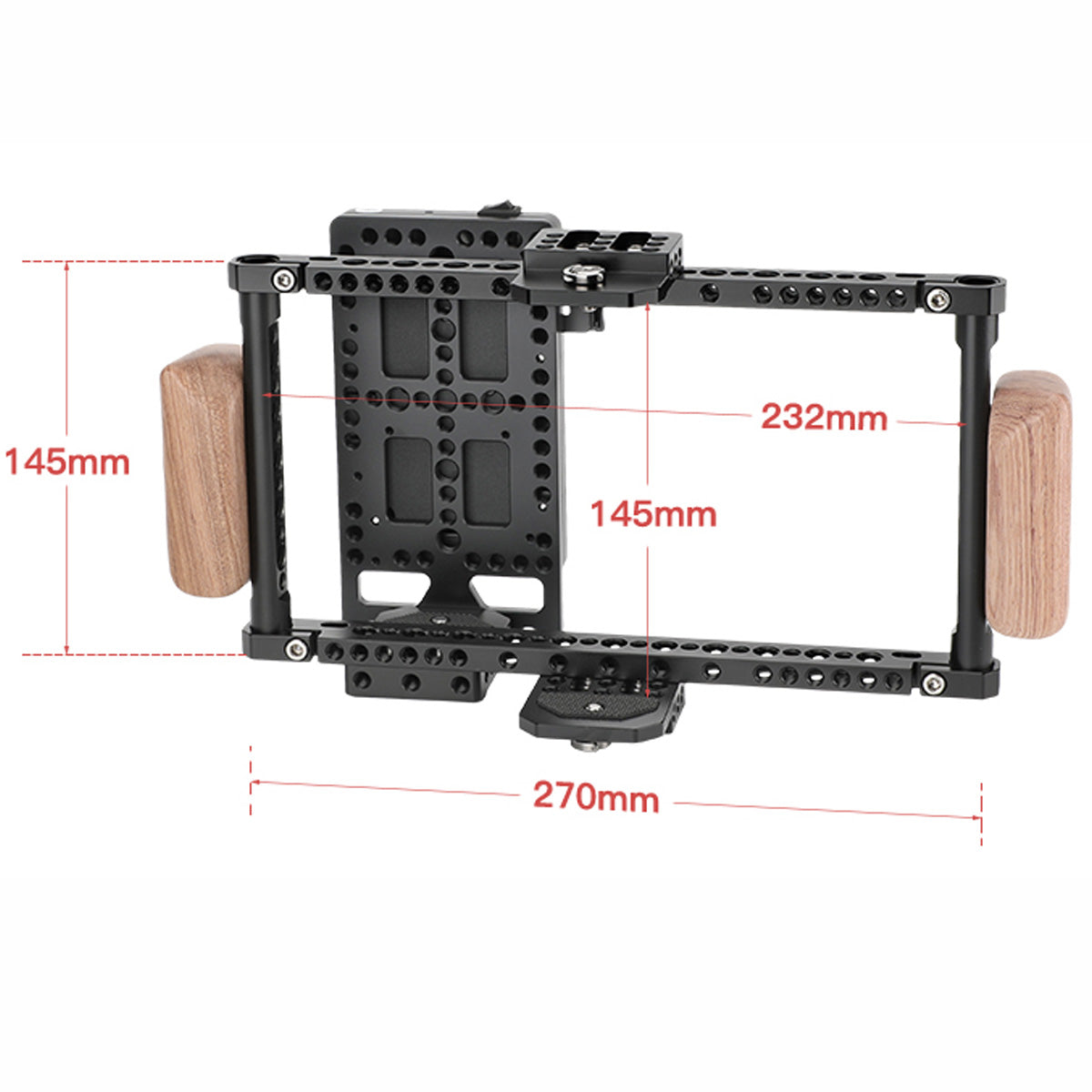 Topcine Director's Cage for Camera Monitors. Cage Fits to LCD 7" Monitors, Comfortable Handheld Shooting with wooden Dual Grip Handles,with Battery Mounting Option  TOPCINE   