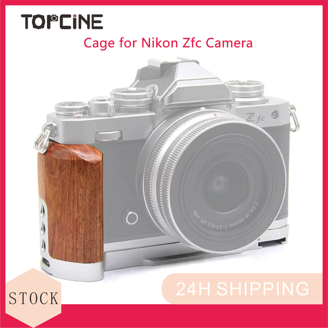 Topcine Zfc Handgrip L-Shape Grip for Nikon Zfc Camera, Wooden Handle Grip Video Shooting Cage Filming Accessories Cold Shoe Extension Mounts for Microphone/Light  TOPCINE   