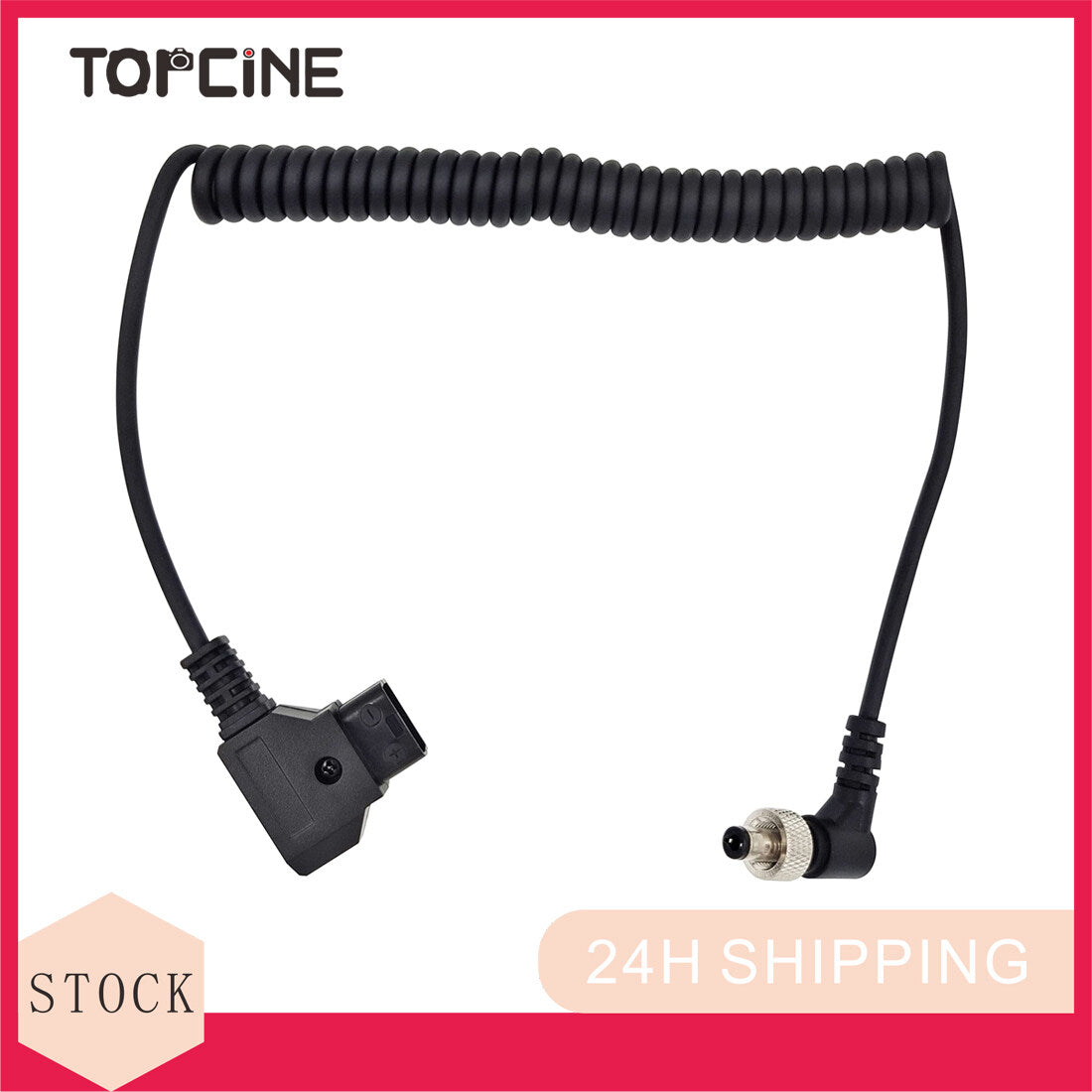 TOPCINE D-Tap to Locking DC 5.5 2.5mm Monitor Power Cable, Right Angle Coiled Cable Suitable for   PIX-E7 PIX-E5 7 Atomos Sony ,Hollyland Mars 400s, 40inch Length, compatible with 2.1 5.5mm   or 2.5 5.5mm  TOPCINE   