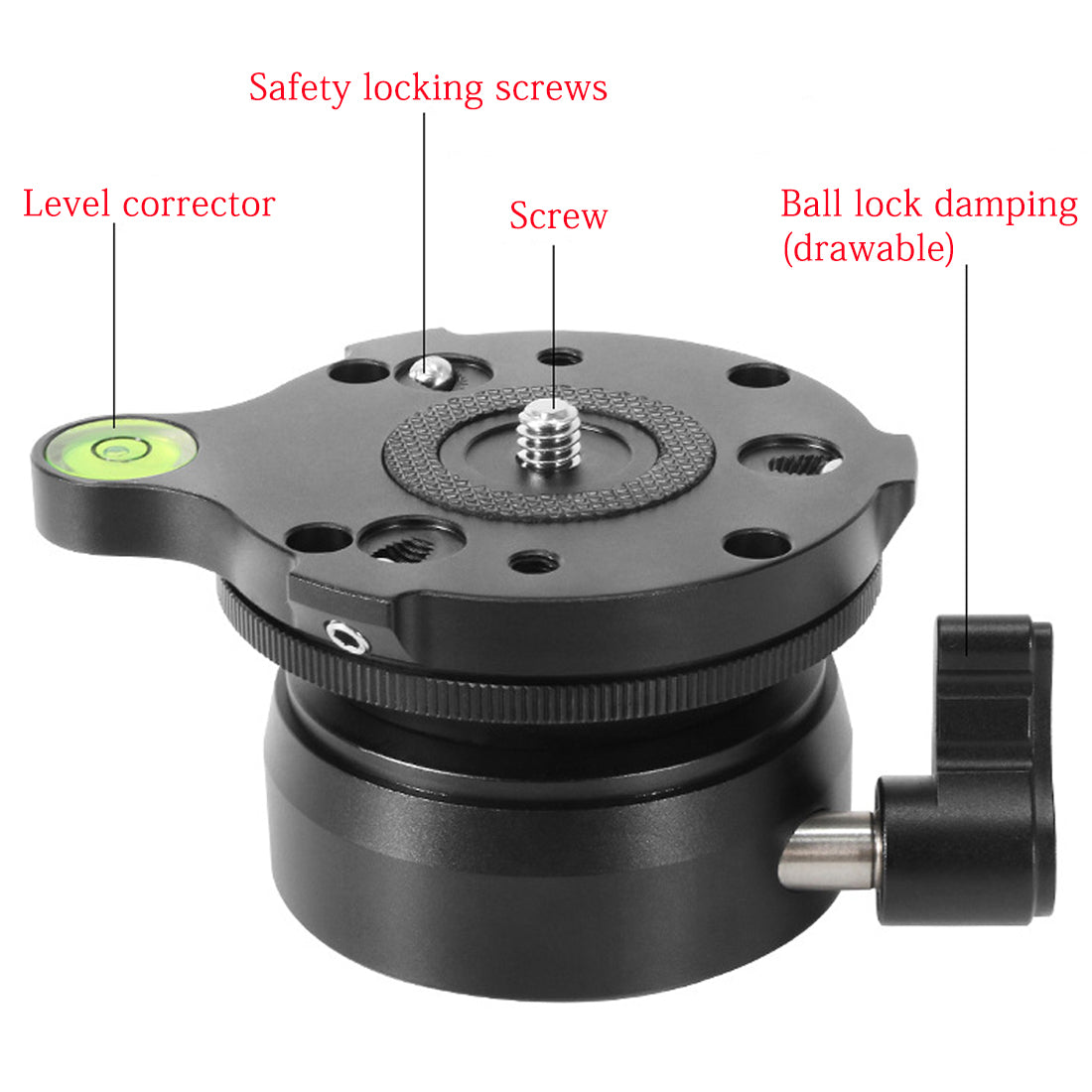 Topcine TP-60N Tripod Leveling Base Half Ball, Quick Inclination 15 ° in Any Direction with Offset Bubble Leve,fits Video Head,Tripods & Monopods  TOPCINE   