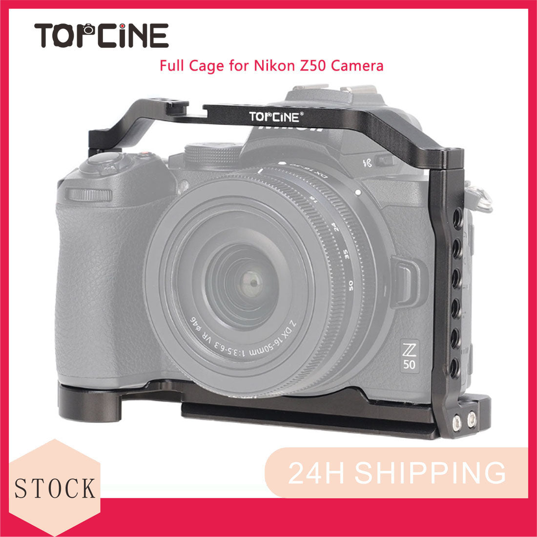 Topcine Camera Cage for Nikon Z50 Camera, Full Aluminium Camera Cage with Multiple 1/4"-20 and 3/8"-16 Holes Cold Shoe Mount Extension for Microphone Light Monitors and More  TOPCINE   