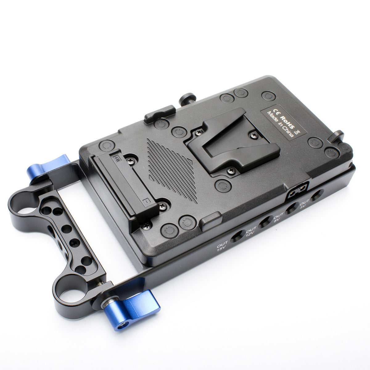 Topcine V-Mount Lock Battery Plate Power Supply Splitter Adapter with 15mm Rod Clamp,with D-Tap、DC and USB Output camera battery charger TOPCINE   