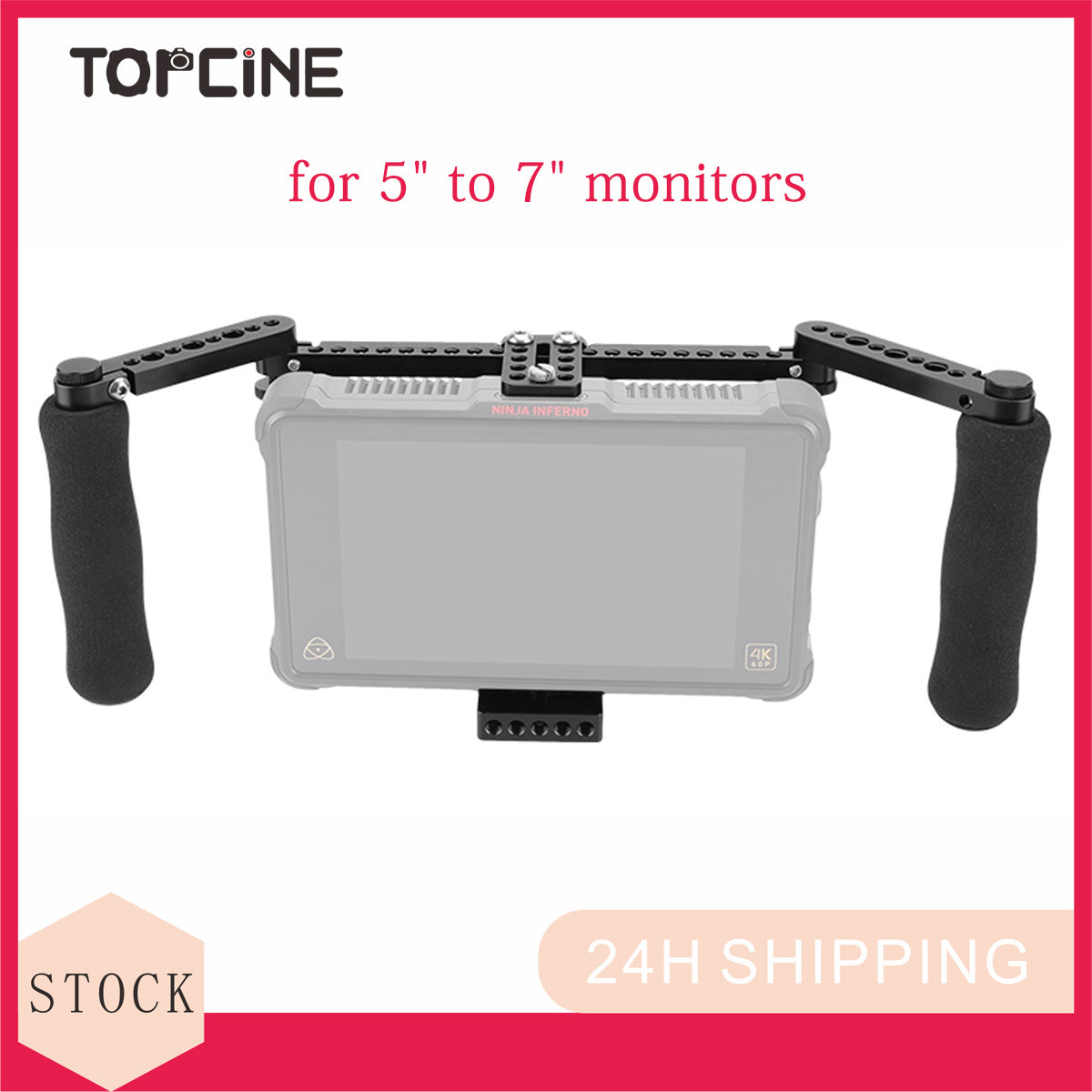 Topcine Director's Cage for Camera Monitors. Cage Fits to LCD Monitors from 5" to 7" Secure Support, Comfortable Handheld Shooting with Soft Dual Grip Handles  TOPCINE   