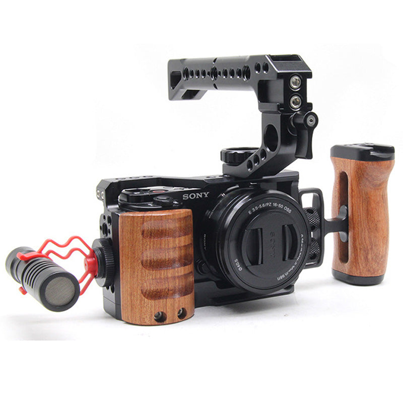 Topcine  Camera Full Cage with Wood Handle Compatible for Sony Alpha ZV-E10 Camera, Aluminum Alloy Camera Rig for Sony ZVE10 Camera. 3/8"-16 Locating Holes for ARRI Camera Cages TOPCINE   