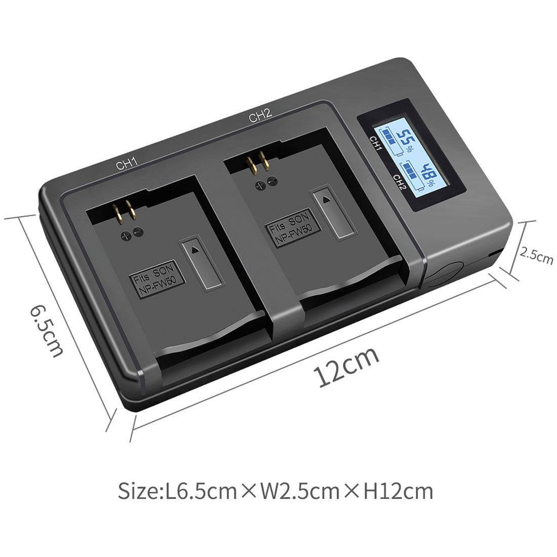 Topcine Dual Slot NP-FW50 Battery Charger, NPFW50 Fast Charger Compatible for Sony ZV-E10, Alpha A7, A7 II, A7R, A7R II, A7S, A7S II, A3000, A5000, A6000, A6300, A6400, A6500, NEX-3, NEX-3N, NEX-5, NEX-5N, NEX-5R, NEX-5T, NEX-6, NEX-7, NEX-C3 Cameras camera battery charger TOPCINE   