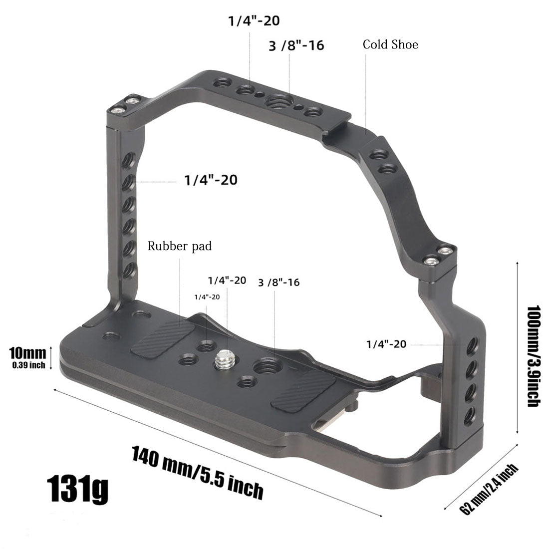 Topcine Camera Cage for Nikon Z50 Camera, Full Aluminium Camera Cage with Multiple 1/4"-20 and 3/8"-16 Holes Cold Shoe Mount Extension for Microphone Light Monitors and More  TOPCINE   