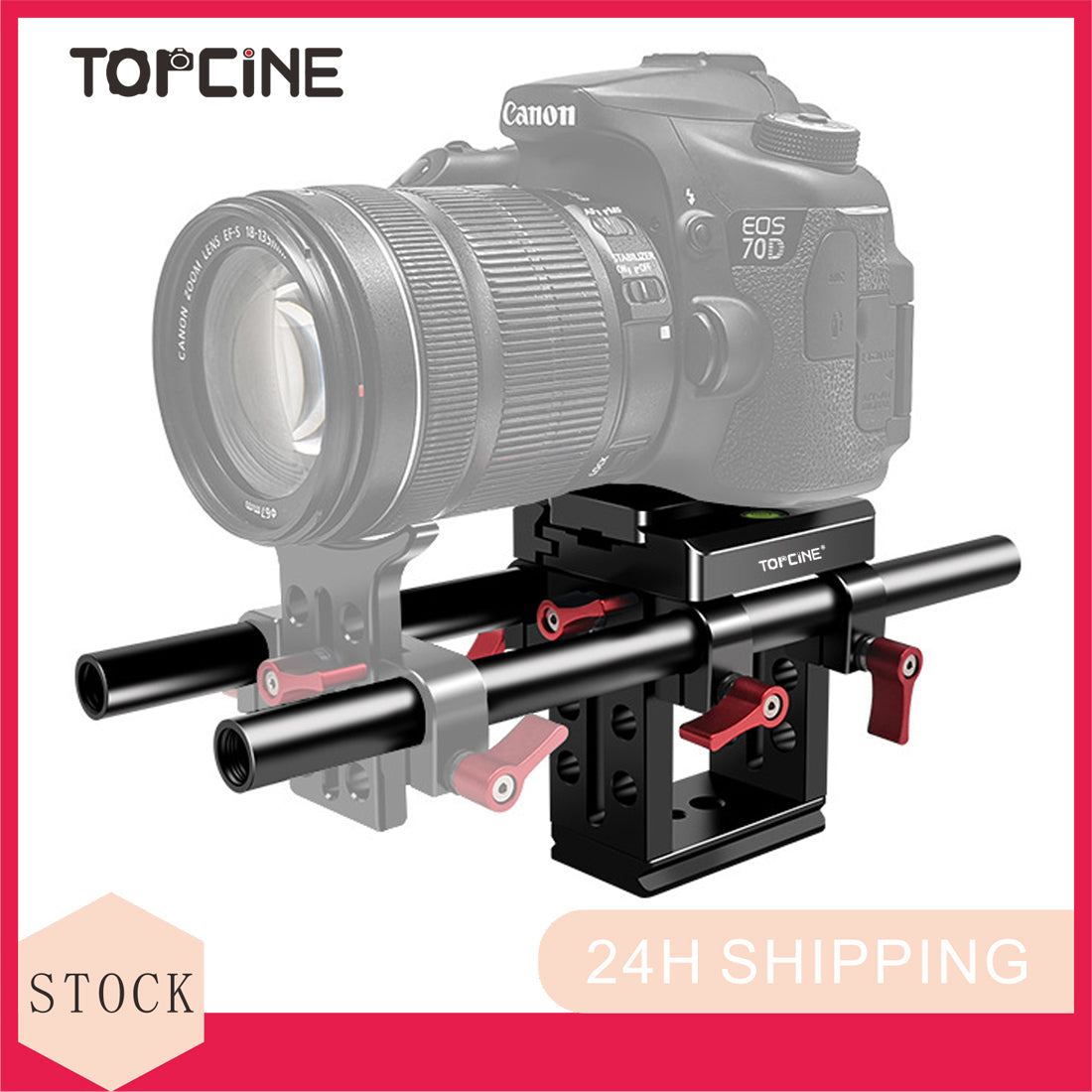 Topcine Universal 15mm Rail Support System with 15mm Rod Clamp and Quick Release Plate， Applicable DSLR Camera and Video Camcorder  TOPCINE   