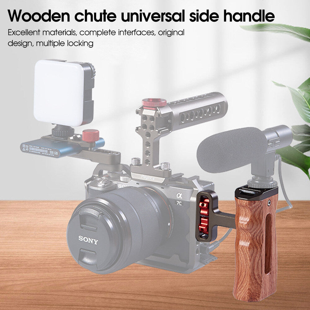 Topcine Universal Camera Cage Wooden Handgrip DSLR Side Grip Handle Microphone Fill light handgrip TOPCINE   