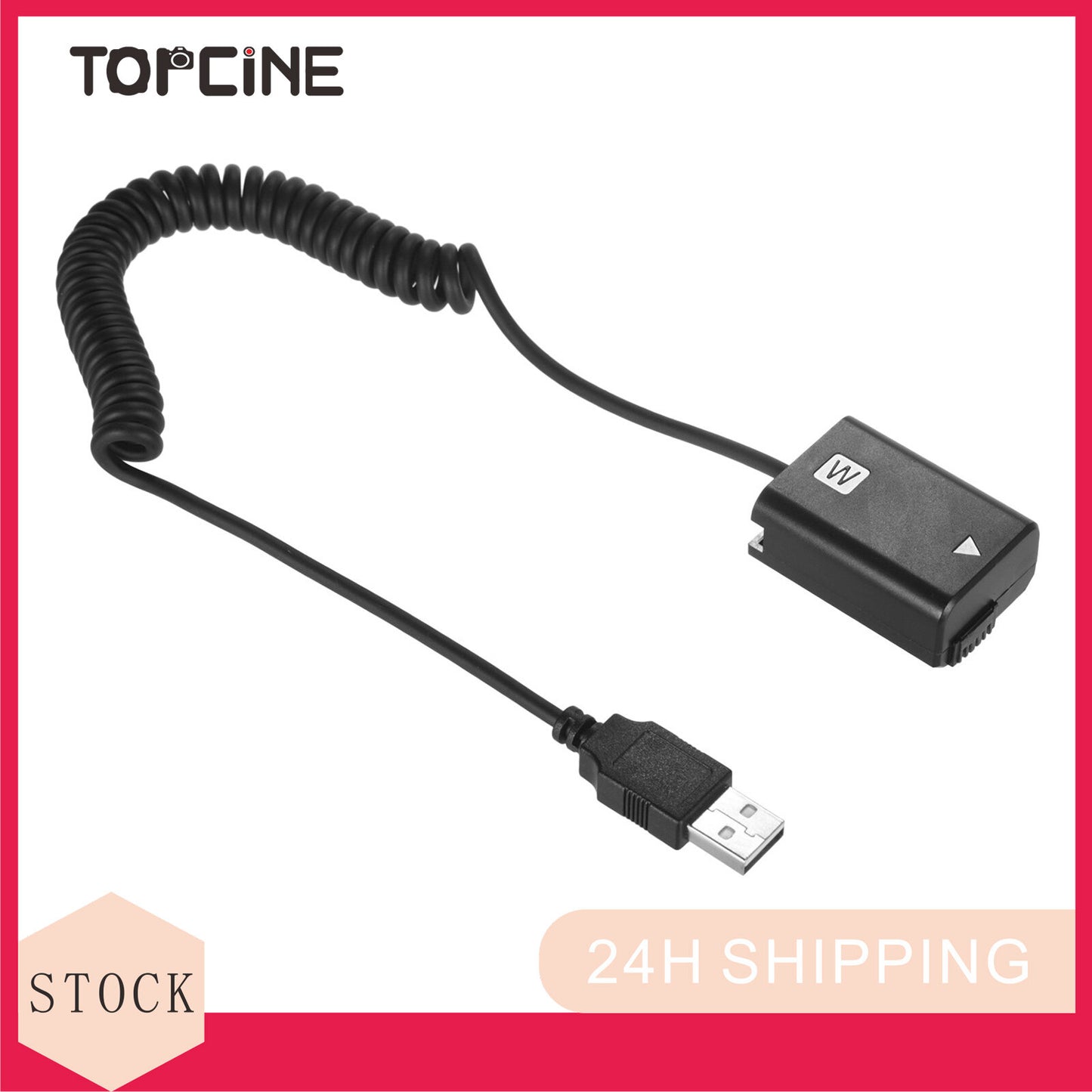 TOPCINE NP-FW50 Dummy Battery Connector  5V USB Pack Coupler Adapter With Flexible Spring Cable For   Sony A7 A7II A7R A6500 NEX7 A55 etc  TOPCINE   