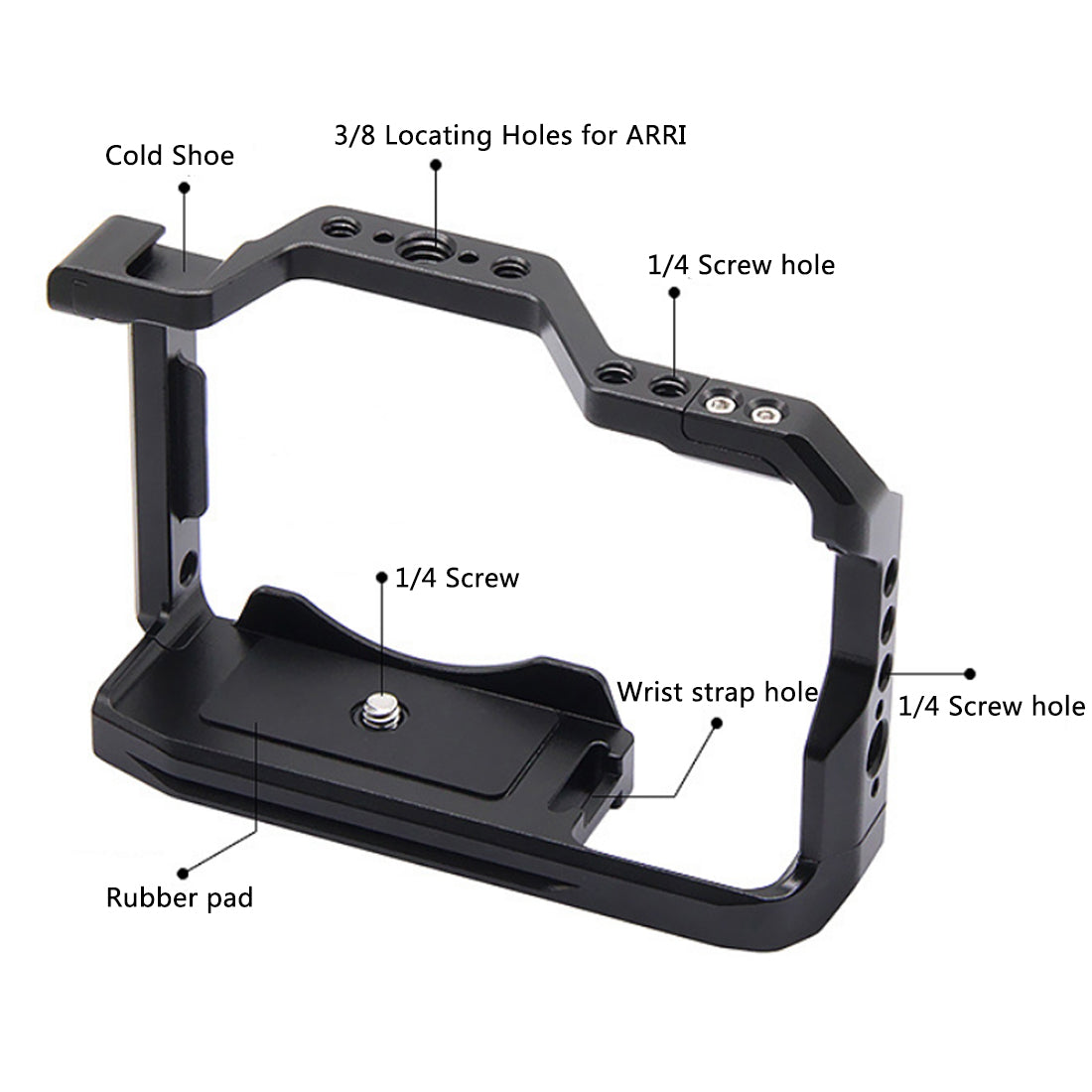 Topcine A6700 Camera Cage for Sony Alpha 6700 Camera, Video Shooting Cage Rig Filming Accessories with 3/8“ Arri Locating and Cold Shoe Extension for Microphone/ Light  TOPCINE   